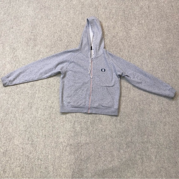 Nike TEAM Oregon Ducks Full Zip Sweater With Hood Grey Women Size Large *Stains* - Picture 1 of 15
